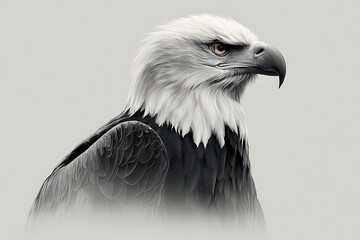 Focused bald eagle artwork in grayscale style high resolution image
