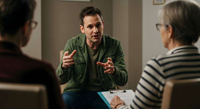 Therapist Counseling Session Mental Health Support Group Therapy Patient Doctor Caregiver Family Problems Solutions