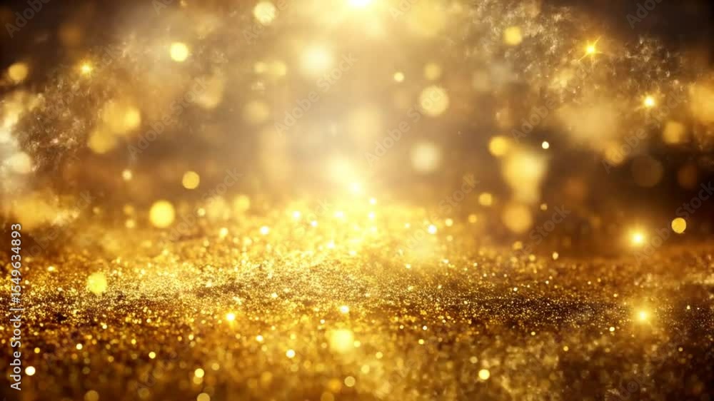Poster golden glitter particle background with bokeh effect for celebratory events and glamorous designs