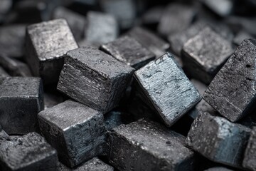 Close up of ferrotitanium a ferroalloy for steel alloying deoxidation and degassing