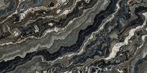 High-Resolution Image of Abstract Dark Grey and Black Swirling Marble Texture