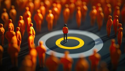 Single person, orange figures, target center
