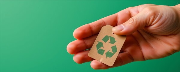 sustainable souvenir choice, hand picking gift icon with upcycled tag, conscious consumption identity, symbolic photo, macro retail tone , eco gift, sustainable souvenir, green purchase