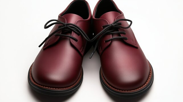 A pair of elegant burgundy leather shoes designed for both style and comfort, ideal for formal occasions or casual outings, showcasing craftsmanship and quality.