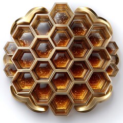 Geometric honeycomb artwork with amber sparkles high resolution image