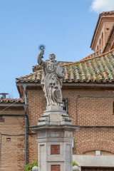 Alcala de Henares - May 5, 2025: Classic buildings in the historic center of Madrid, called Alcala de Henares, Spain