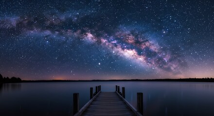 Serene Lake at Night with Starry Sky