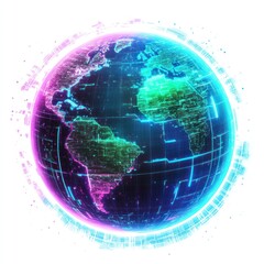 Naklejka premium Green blue earth digital planet colors.