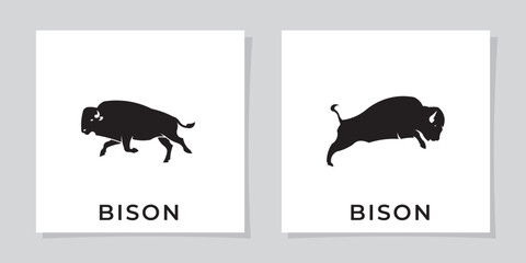 Bison silhouette logo with simple design, bison head logo with horns