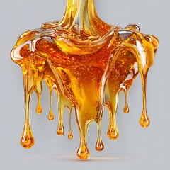 Golden honey splash in mid-air dynamic flow high resolution image