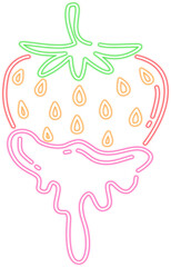 Neon Glow Strawberry with Dripping Glaze Illustration