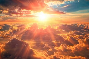 Beautiful sunset sky clouds cloudscape formations.