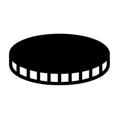 Black Round Object with White Square Cutouts around the Base Perspective View