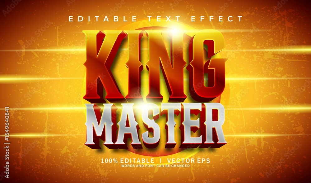 Poster king master vector text effect with modern style design