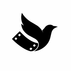Black and white vector bird silhouette illustration for peace and freedom