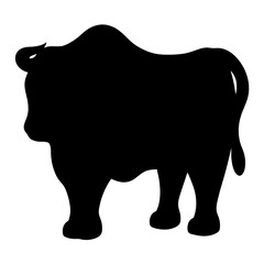 Robust Bull Silhouette Stands Firmly, Emblematic of Strength and Determination
