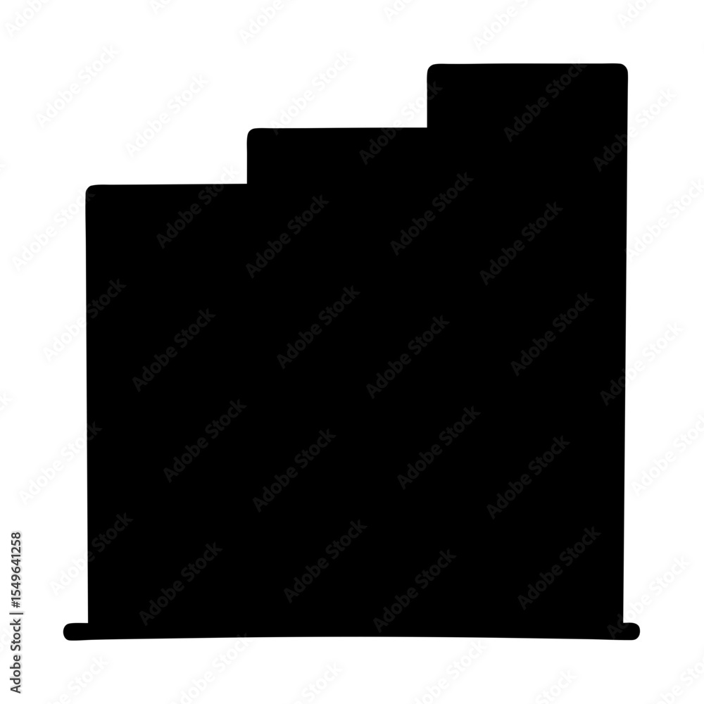 Poster three tiered black block staircase with rounded edges on a white background