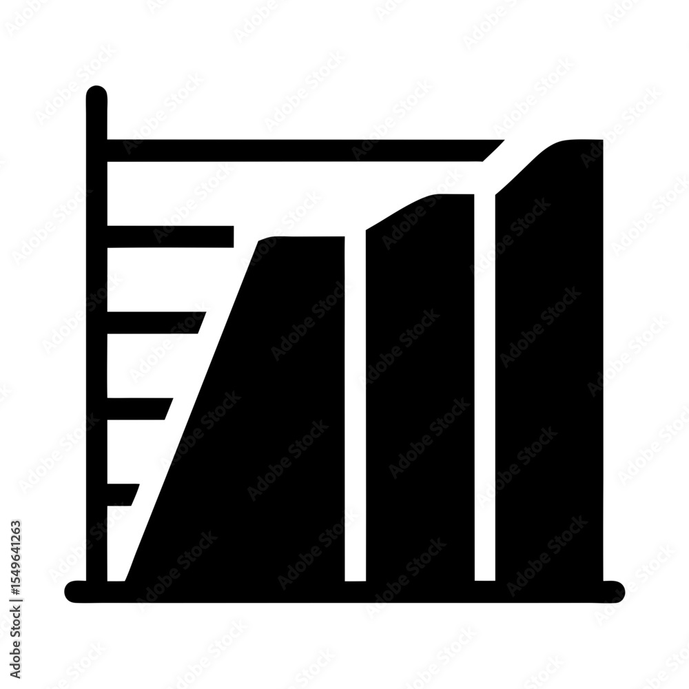 Poster business financial chart with increasing columns with supportive x and y axes