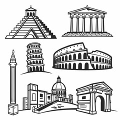 vector set of landmarks and monuments
