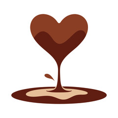 Chocolate Fountain with Heart Shape Vector – Flowing Chocolate Design on White Background