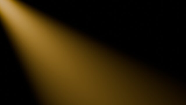 Yellow spotlight on black background. Yellow light beam on black background. Banner for product presentation, realistic photo space.