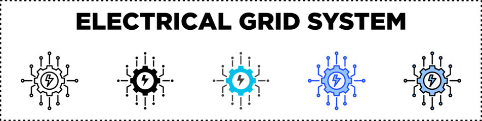 Electrical Grid System Icon Pack Line Glyph