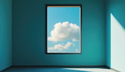 Teal room, window to sky