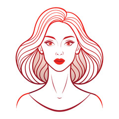 Minimalistic silhouette of woman face on white background