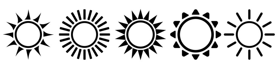 Flat sun icon set. Sun pictogram. Trendy vector summer illustration symbol for website design, web button, mobile app. Template vector illustration.