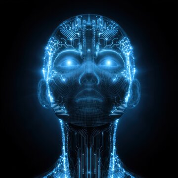 Holographic face intelligence artificial digital.