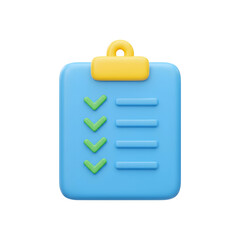 Fototapeta premium Vibrant Blue Clipboard with Green Checkmarks for a Modern Checklist