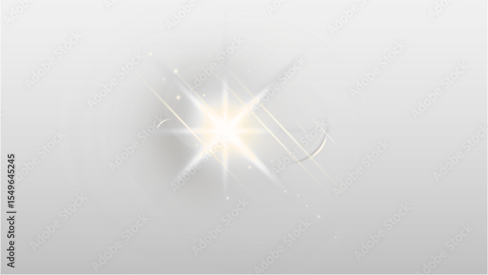 Poster elegant white light flare with subtle golden reflections and a soft sparkle, perfect for adding a so