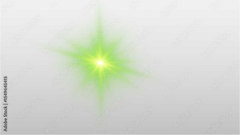 Poster vibrant green light flare with a striking star-shaped glow, perfect for adding a dynamic and energet