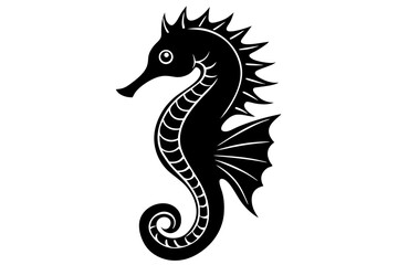 Obraz premium Silhouette Vector Art Illustration of Stylized Seahorse Icon Design in Black and White