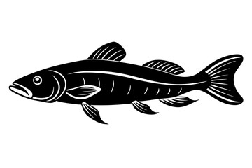 Silhouette Vector Art Illustration of Black and White Fish