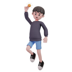 Male Catching Light Bulb 3D Illustration