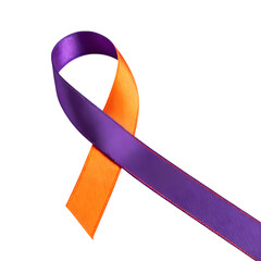 Purple and Orange Awareness Ribbon A Symbol of Support isolated on transparent baackground