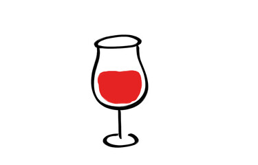 Red wine glass doodle sketch illustration