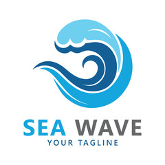 Wave logo symbol water wave vector Template