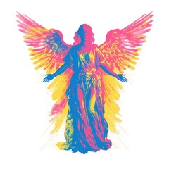 Obraz premium Angel Risograph style art white background representation.