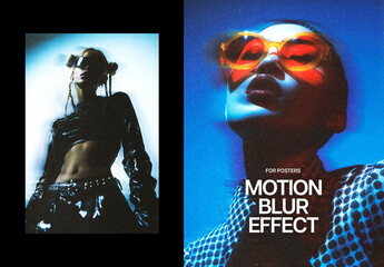 Dreamy Motion Blur Poster Photo Effect Mockup