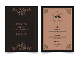 Restaurant Menu Design with Swirls and Floral