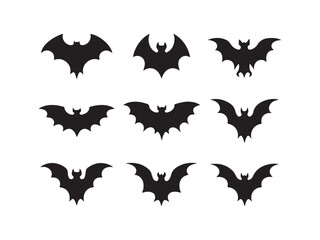 Collection of halloween bats silhouettes in various styles for decoration and design purposes