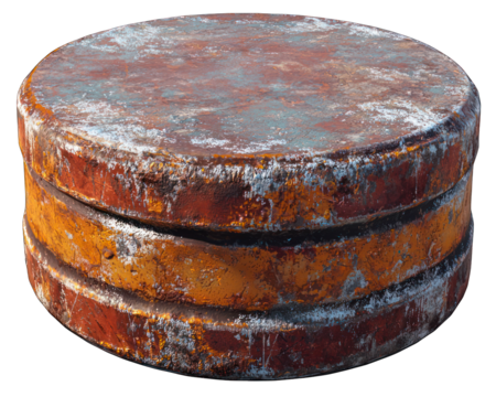 Rusted, layered metal disc