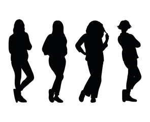 Silhouettes of Women Standing in Casual Poses - PNG