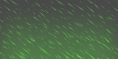 Green fire spark dynamic effect with glowing embers, fog and toxic mist. Abstract fantasy flame with light, smoke and particles on dark background. Magic vector texture with motion, heat and sparkle.