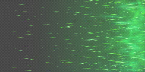 Burning green fire with glowing dynamic sparks and emerald flame. Magic smoke, fog and toxic mist create abstract fantasy atmosphere. Shiny neon light with flying particles and witchcraft energy.