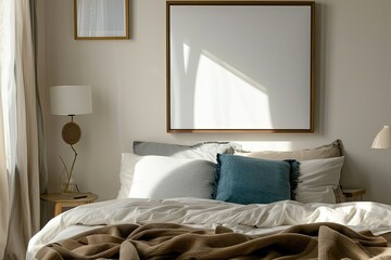 Ultra Hd Image of a Framed Picture is Hanging on the Wall Above a Bed