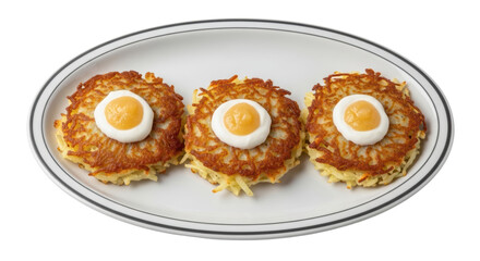 Isolated Potato Pancakes with Egg
