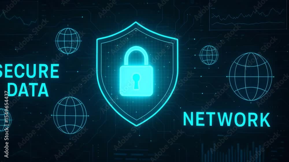 Poster a digital illustration representing data security in networks